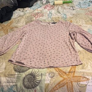 Adrianna Papell Light Pink Printed Long Sleeve Blouse